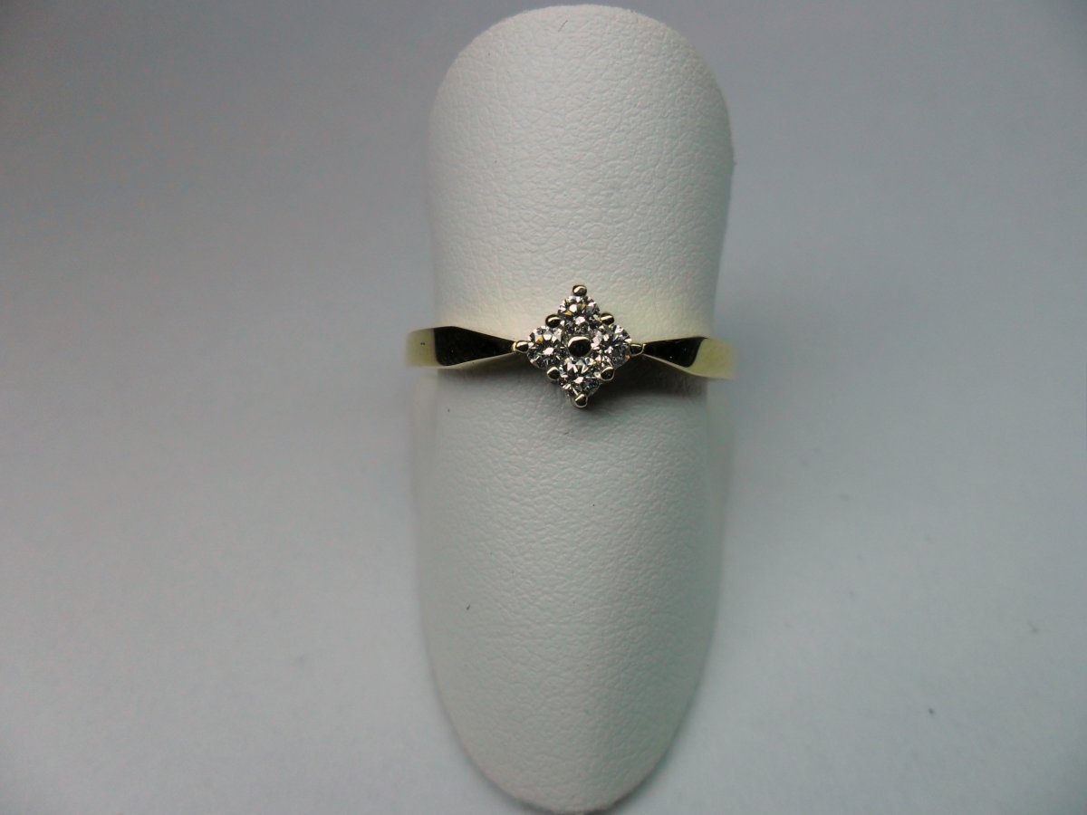 Vierkant Solitair Ring Geelgoud